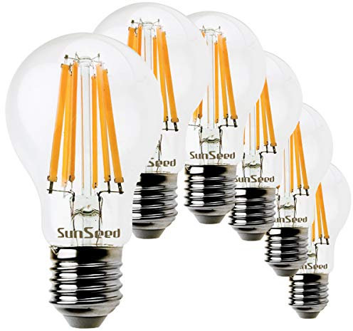 SUNSEED 6x Glühfaden LED classic Lampe E27 12W ersetzt 99W Warmweiß 2700K
