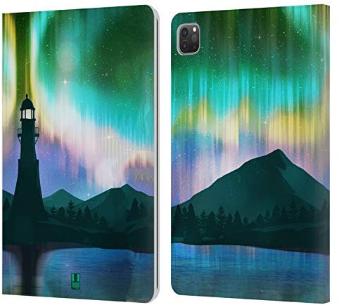 Head Case Designs Marina del Faro Verde Luces del Norte Carcasa de Cuero Tipo Libro Compatible con Apple iPad Pro 11 2020/2021 / 2022