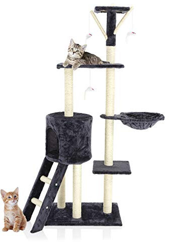 COZY PET Cat Tree Large Multi-Level Cat Tower, Heavy Duty Sisal Scratching Posts, Activity Centre, Kitten Tree Tower for Indoor Cats | CT06-Dark Grey