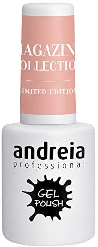 Andreia Semi-Permanent Nail Gel Polish for UV/LED Lamp - Intense Shine and 4 weeks Lasting Manicure Nail Gel Varnish - Magazine Collection - Colour MZ4 Light Nude - 10.5ml