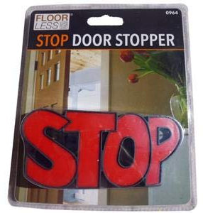 Novelty STOP Rubber Doorstop Wedge Door Stopper Home Office Floor Shop Child Safety Silicone Door Gadget (Red)