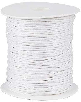 Craftdady 100 Yards Braided Waxed Cord String 1.5mm Imitation Leather Beading Thread Rope with Spool for DIY Necklace Bracelet Jewelry Making, White