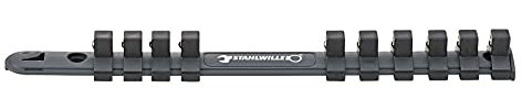 Stahlwille 12917/10 Steckschlüsselleiste Steckschlüssel-Leiste 3/8“ l Klemmleiste zur sicheren Fixierung von 10 Nüssen l für mehr Ordnung und Übersicht in der Werkstatt, Silber