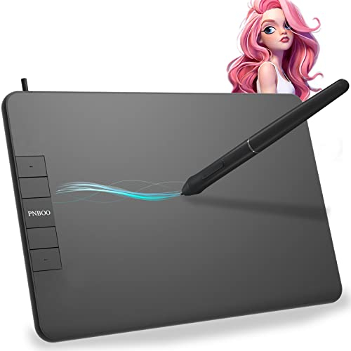PNBOO PN640 Drawing Tablet, 8192 Professional Levels Pressure, Support Chromebook Linux Android Windows Mac, with Battery-Free Stylus, 4 Hot Keys, 6x4 Inches Active Area