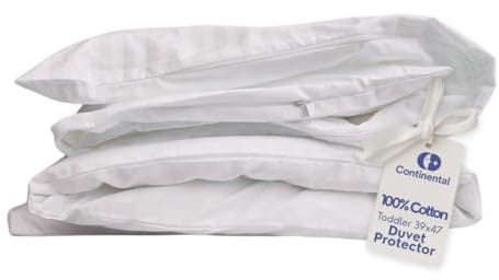 Continental Bedding Toddler Duvet Protector 100% Cotton 300TC Damask Stripe with Zipper Closure and Inner Ties, Fits Crib & Toddler Bed Comforters, 39x47 inch