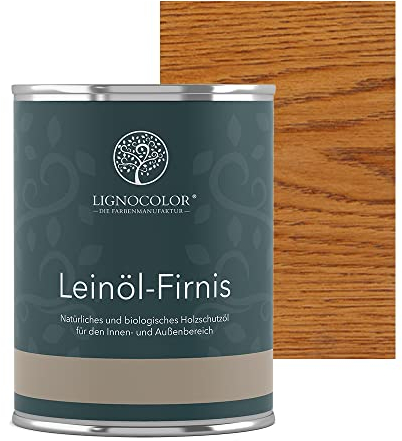 Lignocolor Leinölfirnis | Holzöl für den Innen- und Außenbereich | natürlicher Holzschutz (750ml, Teak)
