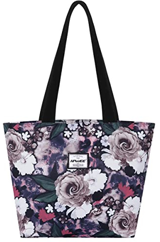 HAWEE Mode Femme Sac à Bandoulière avec Zip Grande Capacité Sac D'épaule Imperméable Léger Sac Fourre-Tout Loisir Sac à Provisions pour Vie Quotidienne Voyage Travail Ecole Plage