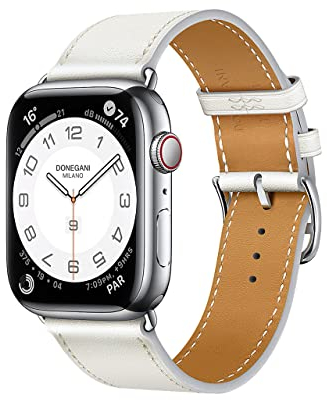 DONEGANI LB1 for Apple Watch Strap Ultra 2 Se 10 40mm 44mm 46mm 42mm 45mm 41mm 38mm 49mm Series 10 9 8 7 6 5 4 3 Band Women Men Leather White