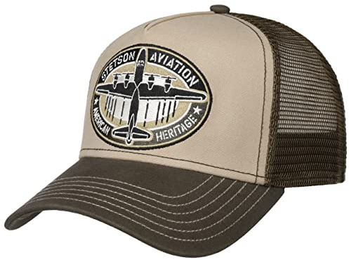 Stetson Aviation Trucker Cap beige Herren/Damen One Size (ca. 55-62 cm) - Front & Schirm aus 100% Baumwolle - Gefüttert aus Baumwolle - Größenverstellbar - Kappe Sommer/Winter beige One Size