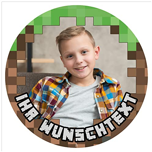 J&M DECO Personalisiert Tortenaufleger Gamer – essbares Tortenbild mit eigenem Foto & Wunschtext – Ø 20 cm Kuchendekoration aus Zuckerpapier – individuelle Tortendeko für Geburtstag, Gaming-Party