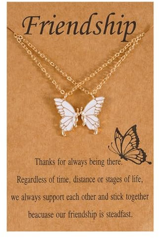 RIXERKOC Freundschaftsketten BFF Ketten für 2 Geschenke für Mädchen Halskette Schmuck Long Distance Geburtstag Weihnachten Geschenke für Frauen Mädchen Schwestern (Gold-Weißer Schmetterling)