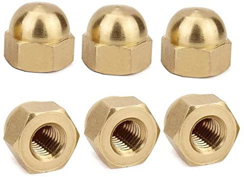 FEEIMOL Hutmuttern Messing Sechskant-Eichelmuttern Kupfer Kappenmuttern M3 (20 Stück)