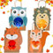 Ulikey 4er Set Laterne zum Selber Basteln, Papierlaternen mit LED, Lichttüten - Eule, Fuchs, Igel, Eichhörnchen, Herbst Deko zum Basteln für Jungen Mädchen für Erntedankfest, Weihnachten, Innen Deko