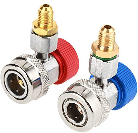 Adaptadores R134A, Adaptador de Acoplador de Aire Acondicionado QuickConnector de Alta-baja, Refrigeración para Automóvil Manguera de Manómetro de Freón Manguera Conector de Acoplador Rápido de Latón