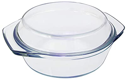 NMNMNM Platos y Tapa para cacerolas de Vidrio 1L Platos pequeños Individuales para cazuelas Cubiertos Plato y Asas Redondas para Hornear Tostador Transparente De vitrocerámica al Horno Plato para h