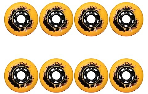 JHKJ 8er-Pack Inline-Ersatzräder, 72 mm, 76 mm, 80 mm, Inline-Räder, Härte 82A, Inline-Ersatzräder für Outdoor/Indoor,Gelb,72mm