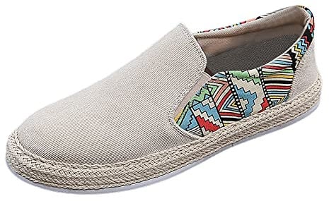 Mens Shoes Size 8 Low-Top Sneakers Casual Canvas Sneaker Casual Flat Gym Shoe Men Trainers Slip On Canvas Pumps Beige