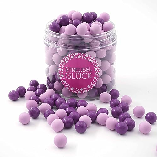 STREUSEL GLÜCK Streusel Tortendeko Schokokugeln flieder lila pastell 180g - Zuckerstreusel Weihnachten Kuchendeko Geburtstag Mädchen - Sprinkles Deko Torte Kuchen Cupcakes - essbare Streudeko