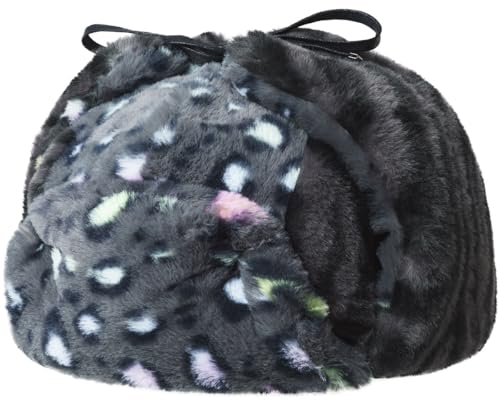 Kangol Wild Fur Fliegermütze Chapka Trappermütze Pilotenmütze Kunstfellmütze Damen/Herren - mit Ohrenklappen, Futter Herbst-Winter Winter - XL (60-61 cm) grau