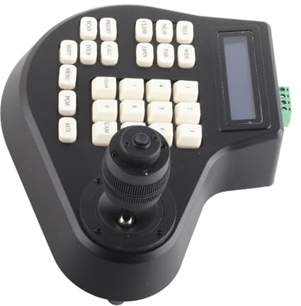 Spacnana Analoge PTZ-Kamera-Tastatur, 4D-Joystick-PTZ-Kamera-Controller mit LCD-Display (EU-Stecker)