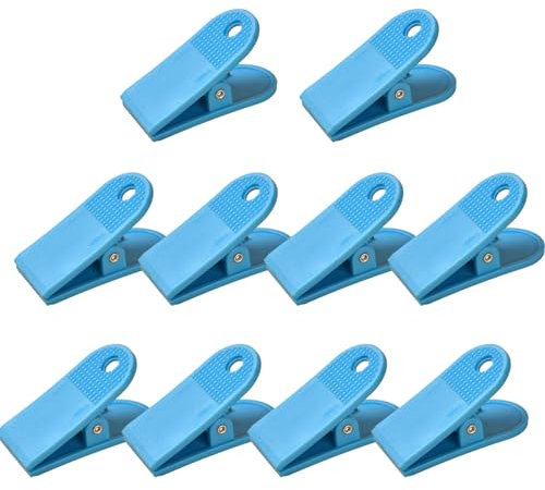 Büroklammern Kunststoff, 58mm Große Scharnier Klammern Briefklemmer, Bulldogge Binder Clips für Büros Küche Hause, 10er Pack BLAU