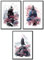 MJ-Graphics | Poster Set Japan Samurai Krieger Wohnzimmer & Schlafzimmer | 3x Din A3 300g Qualitätsdruck | Meditation Zen | Blau-Rosa Wanddeko ohne Rahmen
