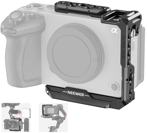 NEEWER Half Cage per Sony FX3 FX30, Gabbia con Guida NATO 3/8 per ARRI 1/4 ColdShoe, Baseplate Arca Compatibile con DJI Gimbal Sony Maniglia, CA046
