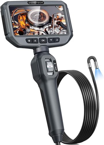 Camera Endoscopique, DEPSTECH Endoscope Bidirectionnel, Endoscope Industriel IPS 5 Pouces avec Caméra Articulée à 210 °, Étanche Camera Inspection Canalisation de 6,2 mm avec Lumière, Automobile