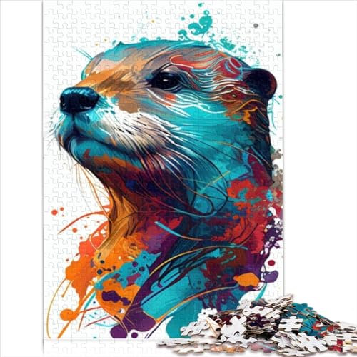 Puzzle 1000 Teile Otter Pop Art Tierpuzzles für Erwachsene Puzzle Holzpuzzles Anspruchsvolles Spiel 1000 Teile (75x50cm)