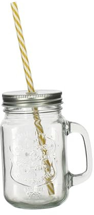 NOVASTYL - Mug en verre 450ml avec paille plastique réutilisable - 1605080