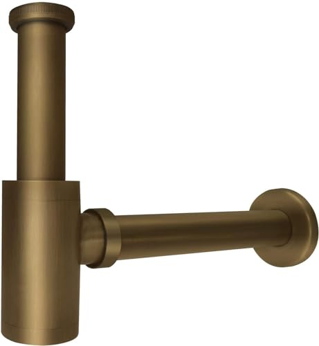 Brass Bottle Trap 1 1/4,Antique Siphon Washbasin P Trap,Drain Tubular Siphon Adjustable Waste Traps,Waste Odour Traps Plumbing Drain Tube for Bathroom Sink Basin Vessel (Brass)