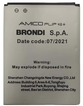 MOVE born to be tech Batteria Originale X BRONDI Amico Flip 4G+Liion 3,7V 1500mAh Watt 5.55Wh [Dim:59x46x5.5]