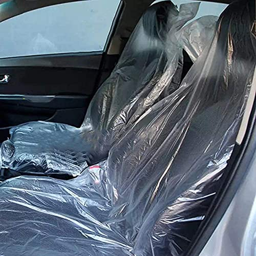 Feawiih Sitzbezüge, Einweg-Kunststoff-Autoschoner, transparent, einfach zu installieren, Fahrzeugsitzbezug für Autoliebhaber, 100 Stück