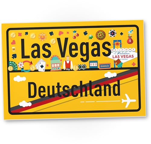 DankeDir! Las Vegas Ortsschild - Kunststoff Schild 30 x 20 cm - Geschenk Idee Gutschein Reise Urlaub Reisegutschein Männer & Frauen Geldgeschenk Abschiedskarte Geschenkidee Deko Karte