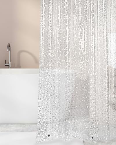 OTraki Duschvorhang 180x200, Transparent Duschrollo für Badewanne, Geruchsfreie PEVA Duschvorhang Anti Schimmel, Bath Curtain 3D Klare Gewichte mit 12 Haken, 3 Magnete für Nass Zimmer Badewanne