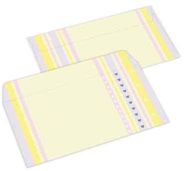 20 Briefumschläge DIN Lang Designmotiv modernes Herzmotiv Herzen gelb lila rosa Umschlag Kuvert für Brief Geld Gutschein Geschenk Post