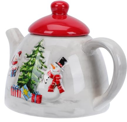 CIYODO Bouilloire En Céramique À Poignée Ergonomique Motif De Noël Cafetière Froide Pichet Petit-déjeuner