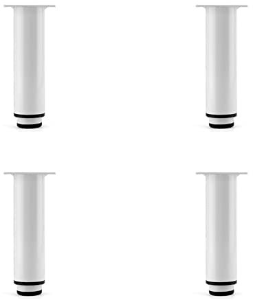 Lot de 4 pieds de meubles ronds réglables en acier inoxydable pour bureau, armoire, lit, blanc, 25 cm
