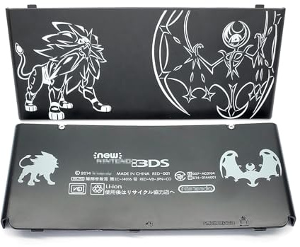 PKM Ultra Sun & Moon Edition - Limited New3DS Extra Faceplate Shell Replacement Shells, Small Handheld Console, DIY Black Backplate A/E 2 PCS
