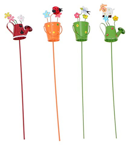 Cake Topper4pcs Kettle Shower Flower Arrangement Botanical Decor Outdoor Lawn Decor Cake Ornament Decorative Plant Stakes Garden Pot Stakes Indoor Plant Pick Flower Arrangement Decoration Set