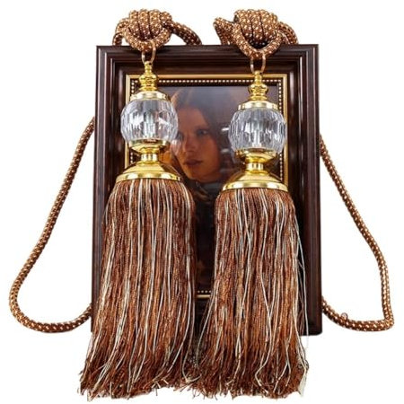 Abrazaderas Cortinas 2 uds. De alzapaños de cortina, alzapaños de cuerda, alzapaños de borlas, decoración de bolas con cuentas, par de tratamiento de ventanas for el hogar, decoración del hogar Abraza