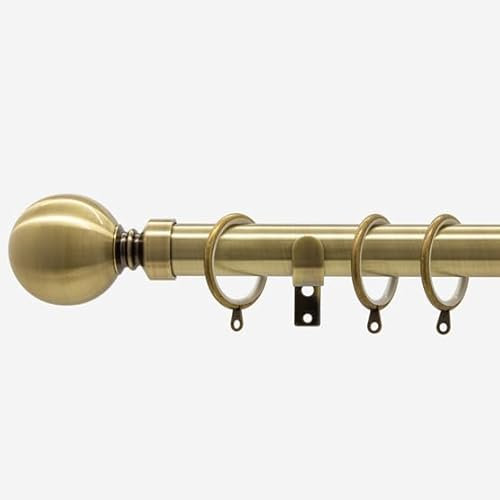 Antqiue Brass 28mm Ball Fixed Length Metal Curtain Pole