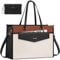 LOVEVOOK Laptoptasche Damen 15,6 Zoll, Wasserdicht Arbeitstasche Handtasche Groß Shopper Business Aktentasche Tasche Lehrertasche, Mittelgroß PU Leder Tote Bag Schultasche für Uni, Schwarz Beige Braun