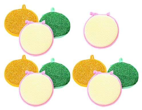 TOPPERFUN Multi-Purpose Round Sponge Set 10pcs Kitchen Cleaning Scrubber Dishwasher Sponge Pad for Countertop Sink