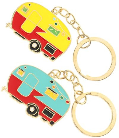 ZUNOXAZ 2 Pièces Porte-clés Mobile Anneau Bobine De Badge Voiture Camping Car Mousquetons Titulaires Cool Rétractable Pièce De Monnaie Lanières Cordon Peluche Pendentif Van Alliage De Zinc