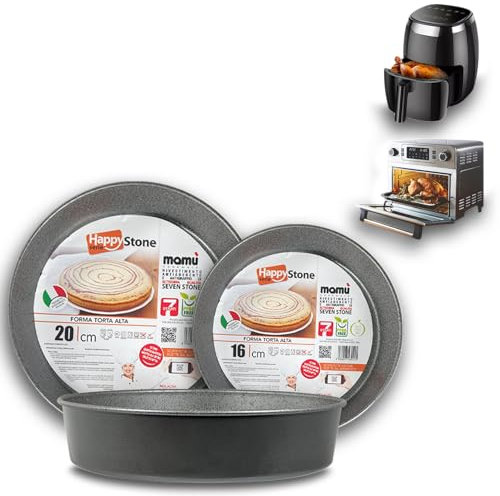 Arca, Set 3 Teglie Rotonde 16/18/20 cm per Friggitrice ad Aria e Forno, Antiaderenti e Adatte alla Lavastoviglie, Ideali per Torte e Altre Ricette, in Alluminio, Made in Italy