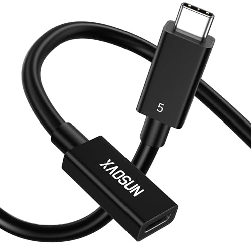 XAOSUN 80Gbps Thunderbolt 5 Extension Cable, 240W USB 4 Extender Cord 0.8M | Male to Female 16K/8K Display with Thunderbolt 4/3 USB4 v2 for MacBook Pro/Air, iMac Mini, iPhone 17/16, iPad, Monitor, Hub