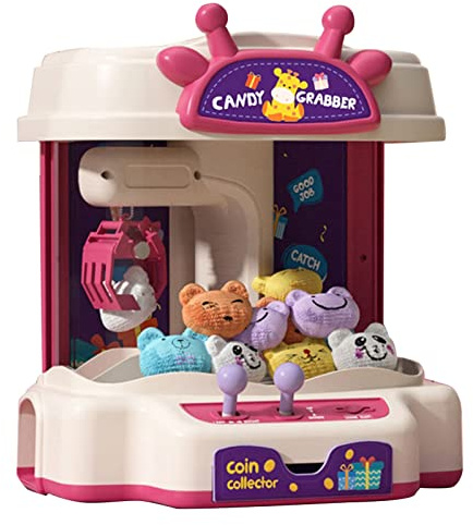 Bonbela Kranspiel, Mini-Puppengreifer, Spielzeug, 10 Puppen, 10 Eierschalen, 20 Münzen, Multifunktionale Musik-Licht-Puppen-Klauenmaschine für und Mädchen (Typ 2)