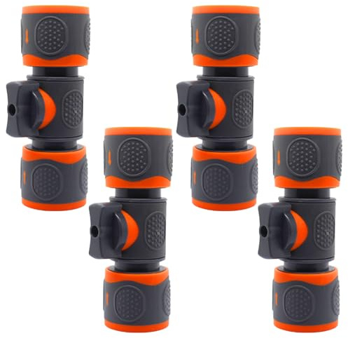 4 Pièces Raccord Tuyau D'arrosage – 1/2 Pouce Raccord Tuyau Arrosage avec Vanne de Régulation, Idéal pour Jardin Familial & Lavage de Voiture