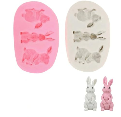 Healifty 2Er-Pack Silikon Backformen HasenföRmchen Kaninchenformen Zum Backen Fondant Und Schokolade FüR Osterdekoration 3.15X1.97X0.55In